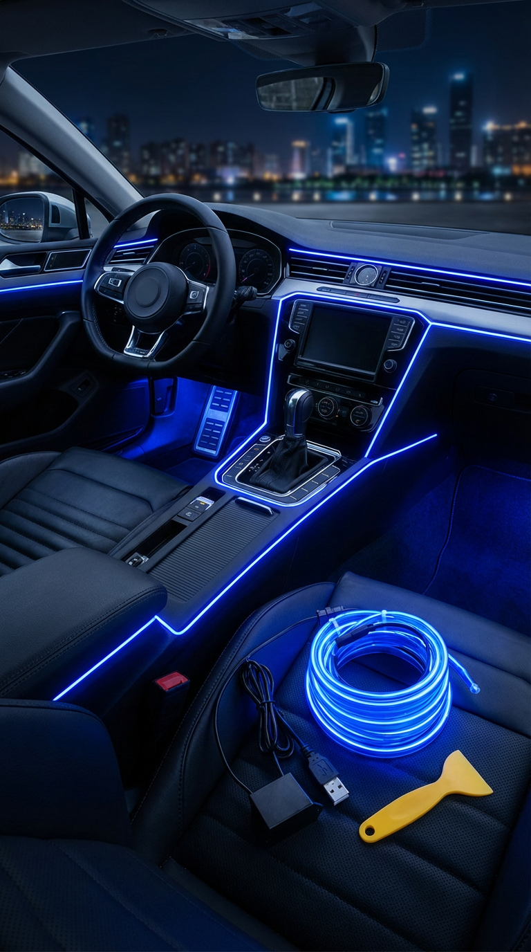 Éclairage Ambiant Néon EL USB – Transformez Votre Voiture en Espace de Luxe KBauto™