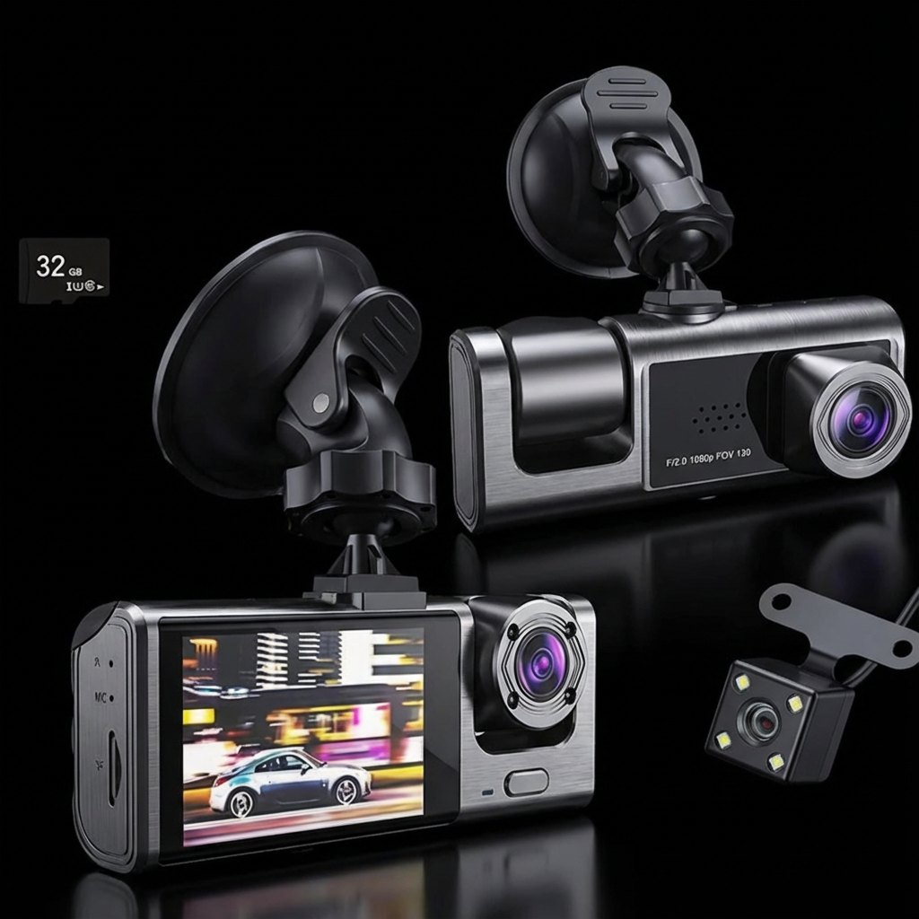 Caméra Dashcam 3 Lentilles HD – Sécurité Totale à 360° KBauto™